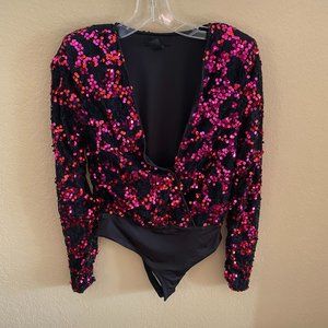 h:ours x revolve lace sequin bodysuit